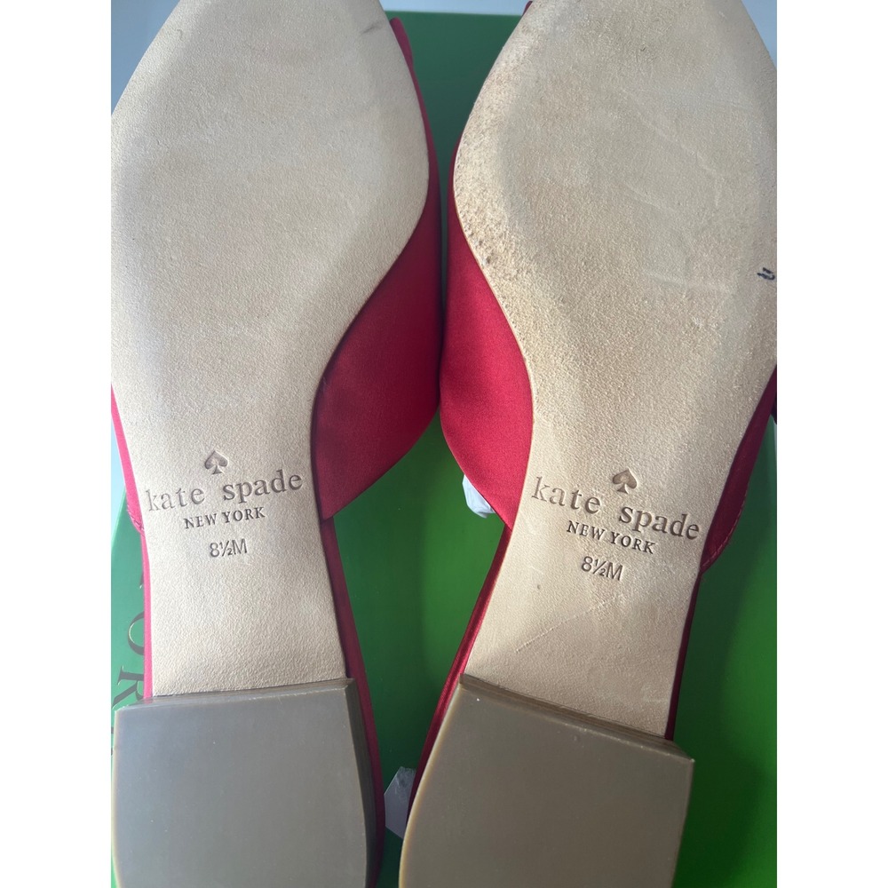 Kate Spade Faryn Red Satin Bow‎ Pointed Toe Mules Flats Size 8.5 - Picture 10 of 10
